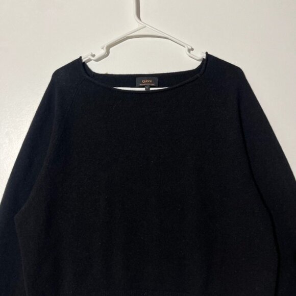QUINCE 100% Mongolian Cashmere Boatneck Black Sweater Women's Size Large - Picture 2 of 7